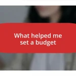 What helped me set a budget